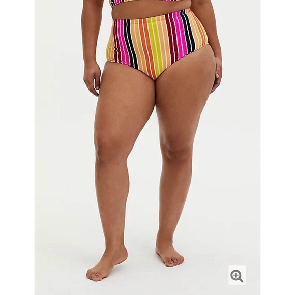 NWT Torrid High Rise Waist Color Stripe High Waist Swim Bottom Size: 4X (26) - Picture 1 of 6